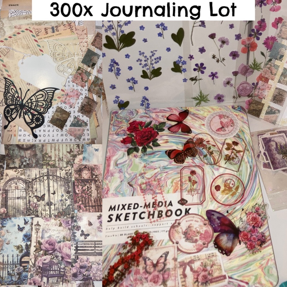 300x Junk Journaling Scrapbooking Card Making Materials Gift Set Ephemera Paper